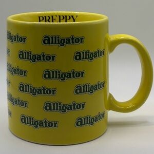 Vtg GHC 80s Preppy Alligator Yellow Ceramic Coffee Mug Lacoste Izod Green Y2K